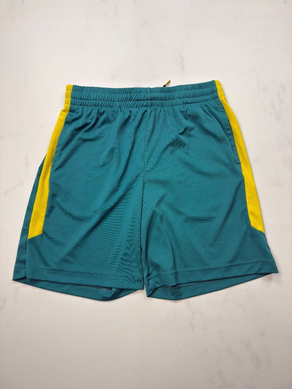 Tek Gear Athletic Shorts Teal Yellow - Boys L Husky